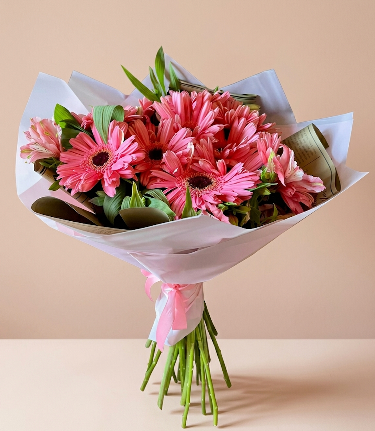 12 Gerberas con Astromelia